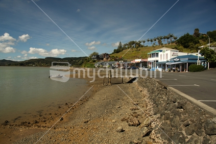 main road and waterfront in Mangonui, Northland