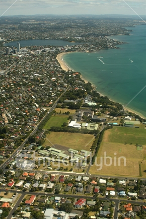 Takapuna from above, North Shore, Auckland