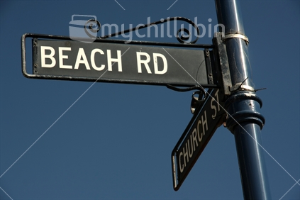 Beach Rd sign, Akaroa, Canterbury