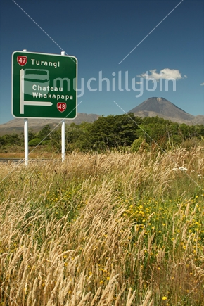 Road sign at Tongariro NP, North Island