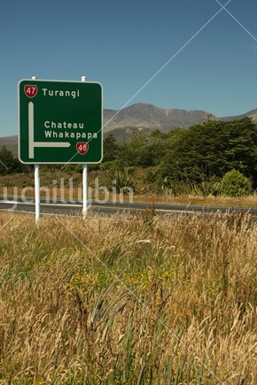 road sign, Tongariro, North Island