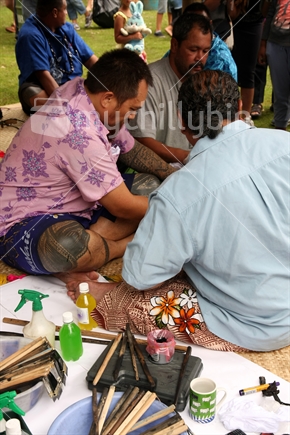 Samoan tattooist, at a festival in Auckland
