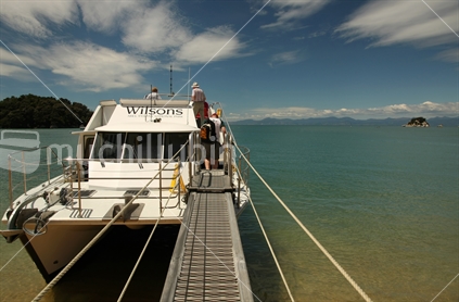 Cruise boat, Kaiteriteri beach, Abel Tasman NP, South Island