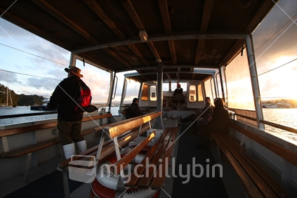 on the ferry from Ferry Landing to Whitianga, Coromandel Peninsula, North Island