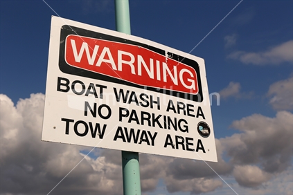 Warning sign, Ahuriri wharf, North Island