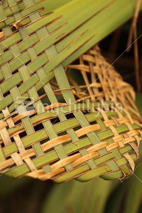 Closeup of woven flax