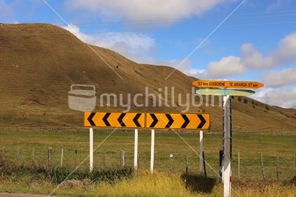 street signs, East Cape, North Island
