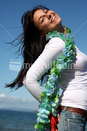 young woman enjoying the beach 