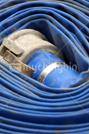 Closeup of a blue hose