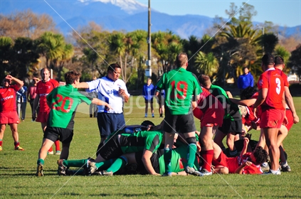 Referee in charge of 'multicultural' rugby game between Stoke and Marist played at Tahuna Playing fields in Nelson