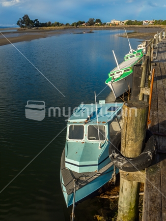 Boats tied up at Jetty in Collingwood, Tasman District