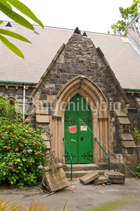2010 Earthquake damage to a church, Christchurch.