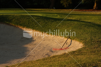 Bunker on golf course, New Zealand