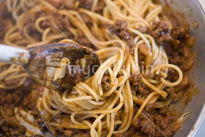 Cooking spaghetti bolognese