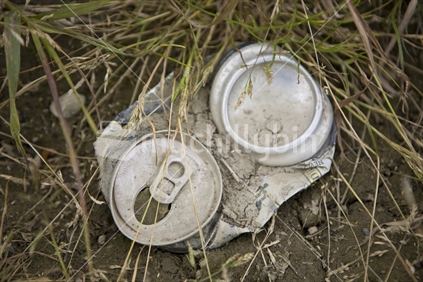 A discarded aluminium drink can