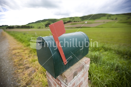 Red flag up on a country letterbox