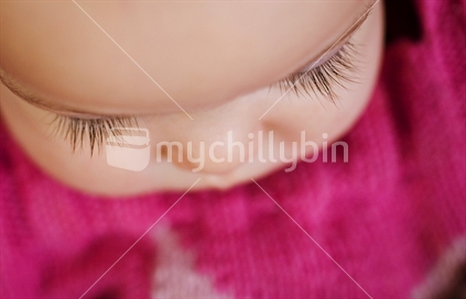 Long eyelashes on a baby girl