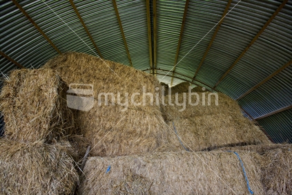 A well stocked hay barn