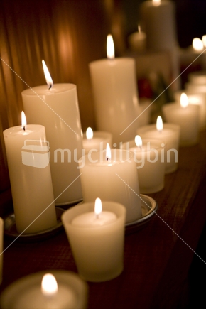 Candles on a mantelpiece