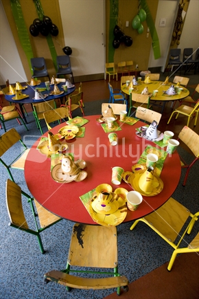 Chairs and tables ready for a childs party