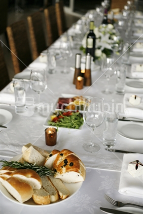 Plate of bread on reception table