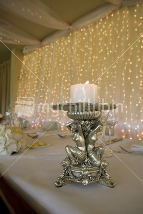 Fancy candleabra at a wedding reception