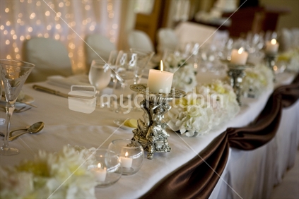 Ornately decorated wedding reception table