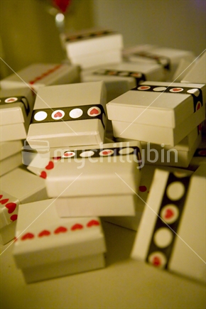 Boxes of wedding favours
