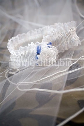 A brides white garter
