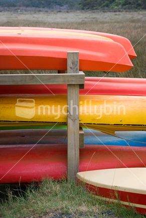 Stack of kayaks