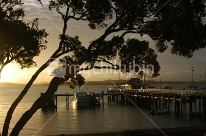 Russell Wharf at Sunset, Bay of Islands. North Island, New Zealand
 
