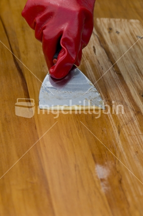 Removing varnish from wooden furniture.