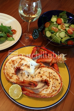 Grilled Crayfish and Salad Meal