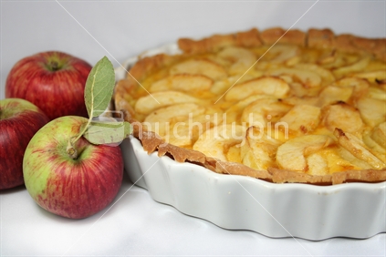 Homemade apple tart and apples