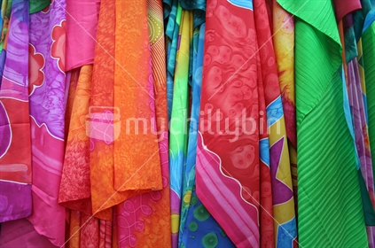Colourful Island style sarongs at the markets