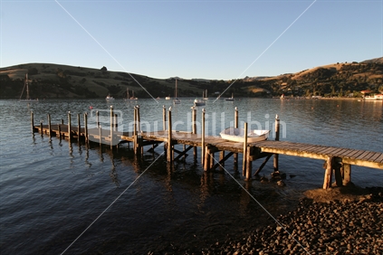 Little jetty at the French settlement of Akaroa, New Zealand