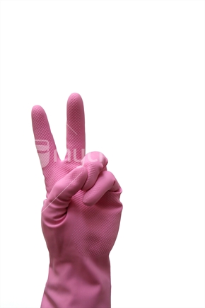 Pink glove on white background