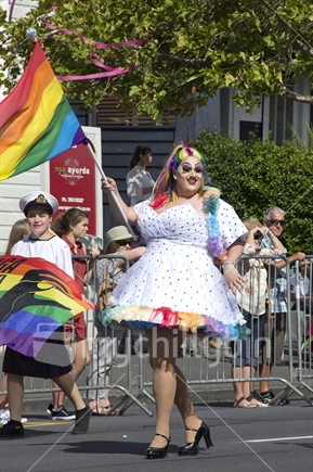 Miss Ribena, iconic drag queen walks in Auckland's first Gay Pride parade since 2001.