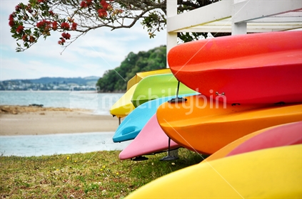 Colourful Kayaks at the beach