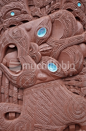 Close-up detail of Maori carving