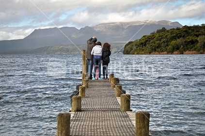 Tourists at Lake Tarawera near Rotorua