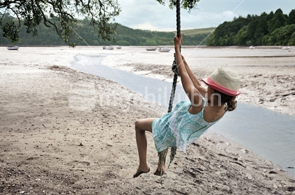 Rope swing at an estuary