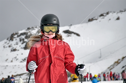 Beginner on a ski slope (some slight motion blur)