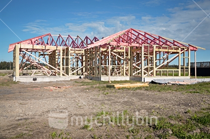 A new timber frame house under construction