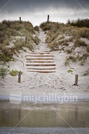 Path to the beach at high tide