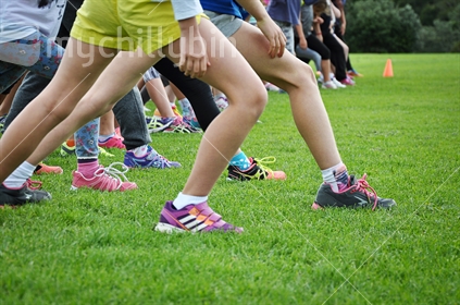 Start line of the school cross country event (selective focus)