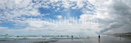 Muriwai beach on Auckland's West Coast - last swim before the storm