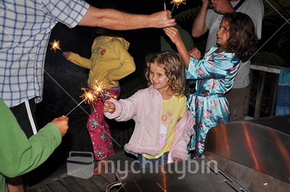 Sparklers at a Kiwi Party