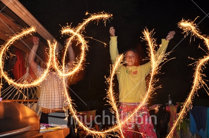 Sparklers at a Kiwi Party