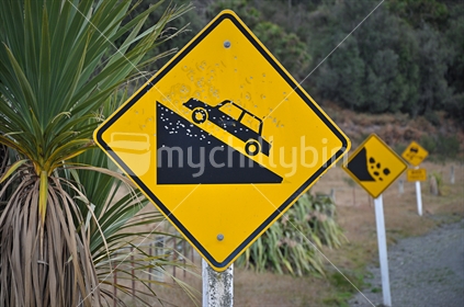 Road warning signs (selective focus)
